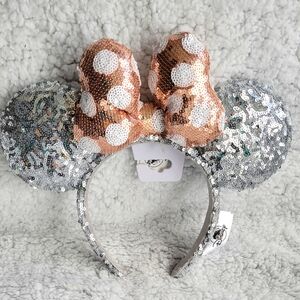 Disney Silver & Gold Sequin Minnie Mouse Ears NWT